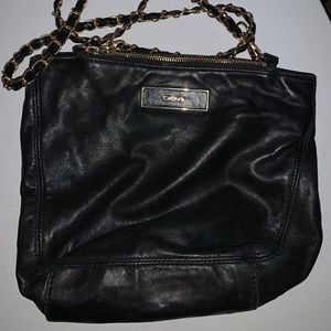 DKNY Soft Leather Handbag With Chained Shoulder Strap